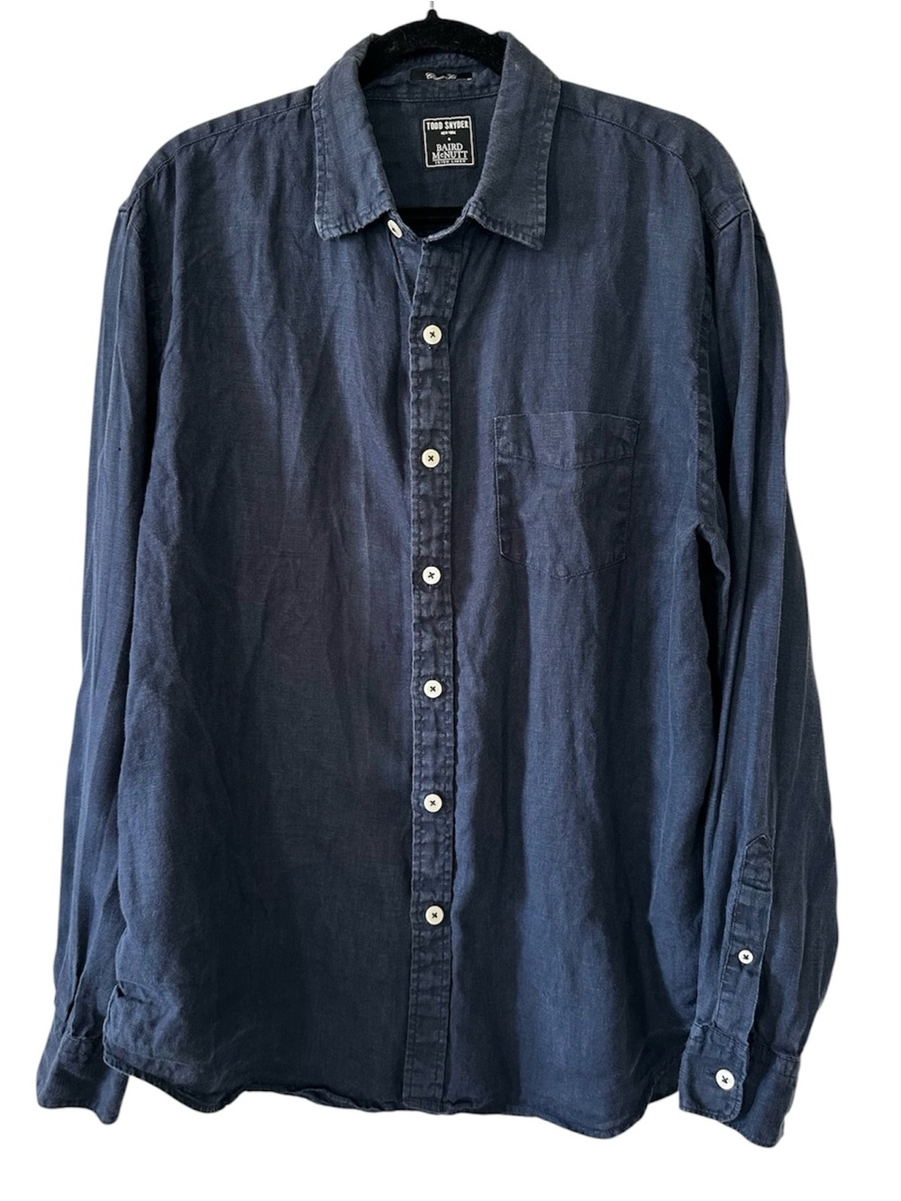 Todd Snyder Baird McNutt Men’s Navy 100% Irish Linen Button Down Shirt- Large